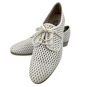 Chelsea Crew Black Label Women's Woody Leather Oxford Loafers Laser-cut White